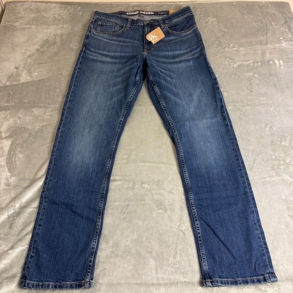 Eddie Bauer Straight Fit Jeans Mens 34x32 Blue New